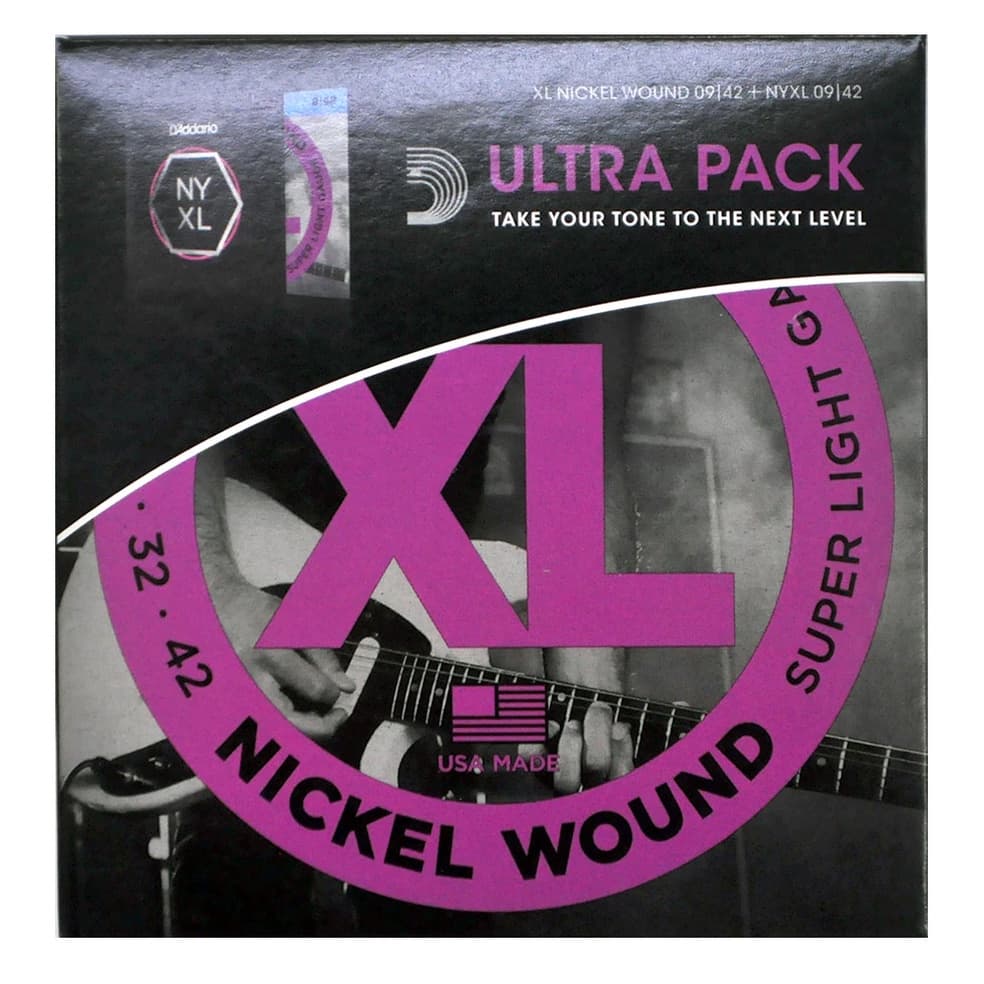 *D’Addario EXL120+NYXL0942 Ultra Pack 09-42 NYXL and EXL Bundle, Super Light Gauge - Reco Music Malaysia