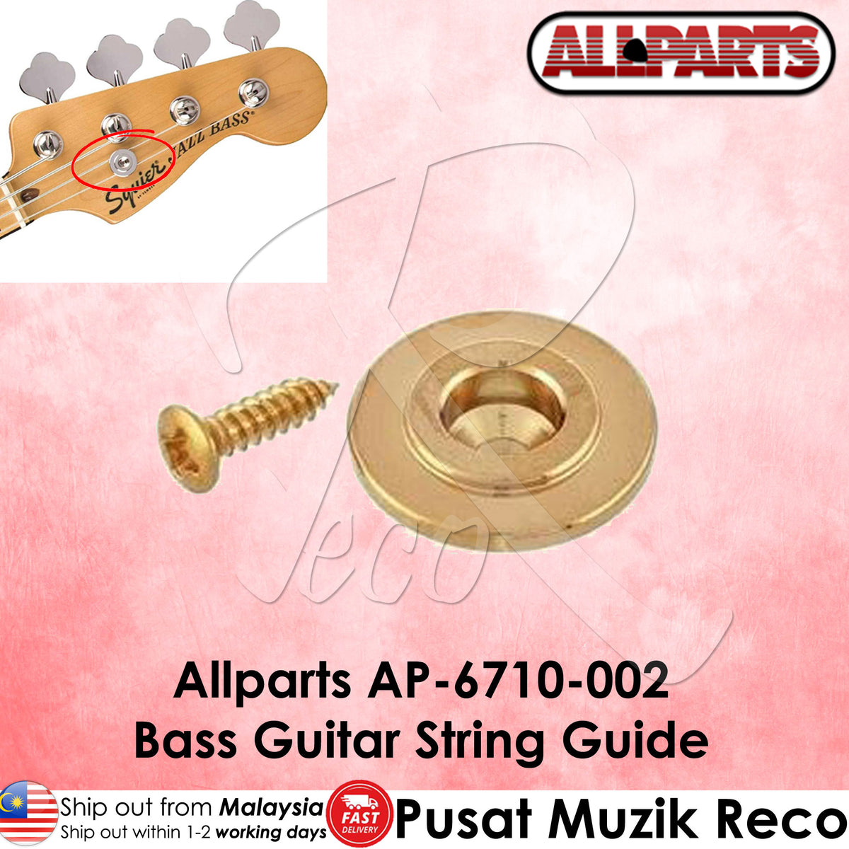 Allparts AP-6710 Bass String Guide With Screw For Electric Bass Guitar - Reco Music Malaysia