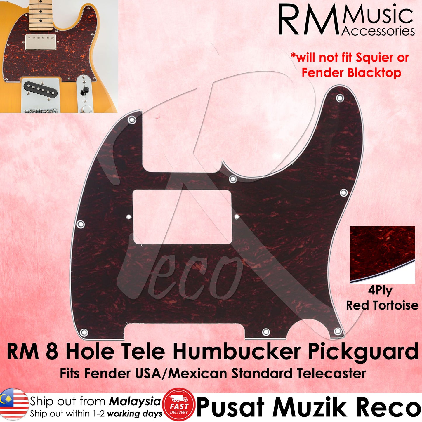 RM Telecaster Pickguard Humbucker 3 Ply 8 Hole for Fender USA/Mexican Standard Telecaster Electric Guitar Scratch Plate