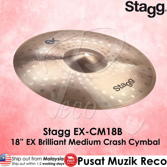 Stagg EX-CM18B 18” EX Brilliant Medium Crash Cymbal 18in Drum Cymbal - Reco Music Malaysia