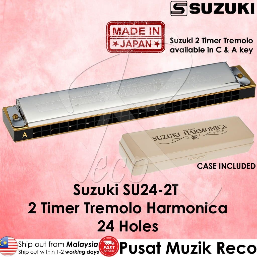 *Suzuki SU24-2T 24 Holes 2 Timer Tremolo Harmonica - Reco Music Malaysia