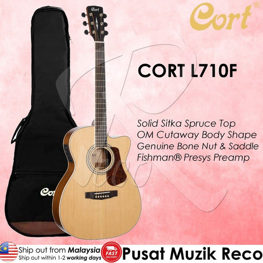 *Cort L-710F Acoustic Guitar with Bag - Natural Satin - Reco Music Malaysia