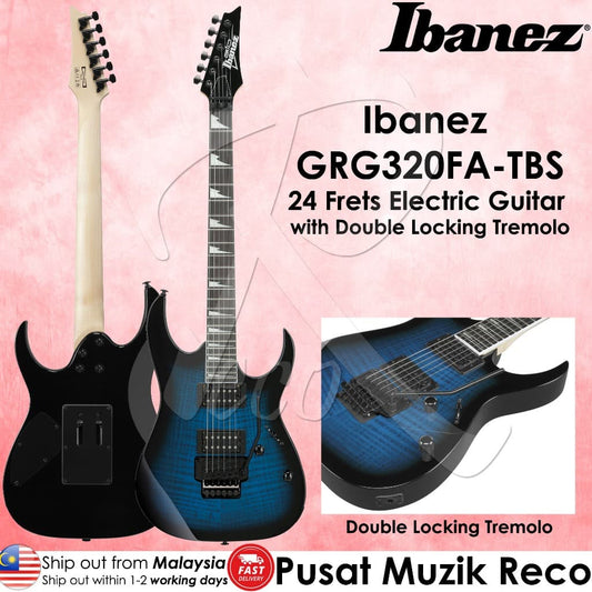 *Ibanez GRG320FA-TBS Electric Guitar, Transparent Blue Sunburst - Reco Music Malaysia