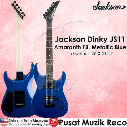 Jackson JS11 JS Series Dinky Metallic Blue Electric Guitar with Tremolo Amaranth - Reco Music Malaysia