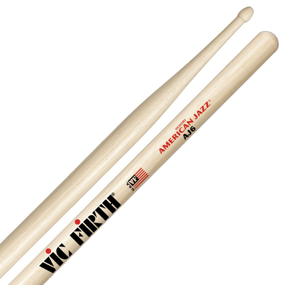 Vic Firth AJ6 American Jazz Hickory Drumstick, Wood Tip [MADE IN USA] - Reco Music Malaysia