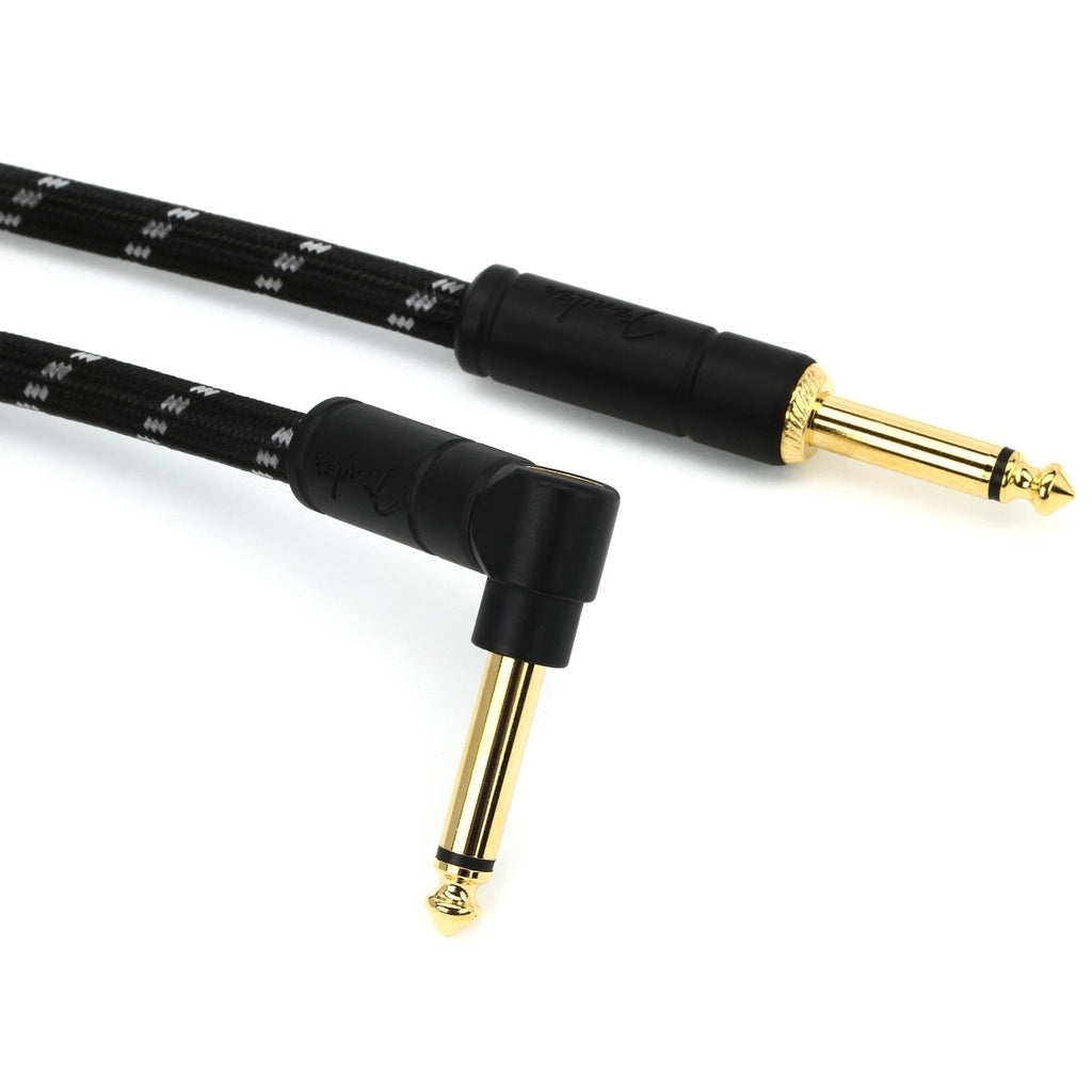 Fender 0990820079 Deluxe Series Angled 18.6ft Black TWEED Instrument Guitar Cable - Reco Music Malaysia