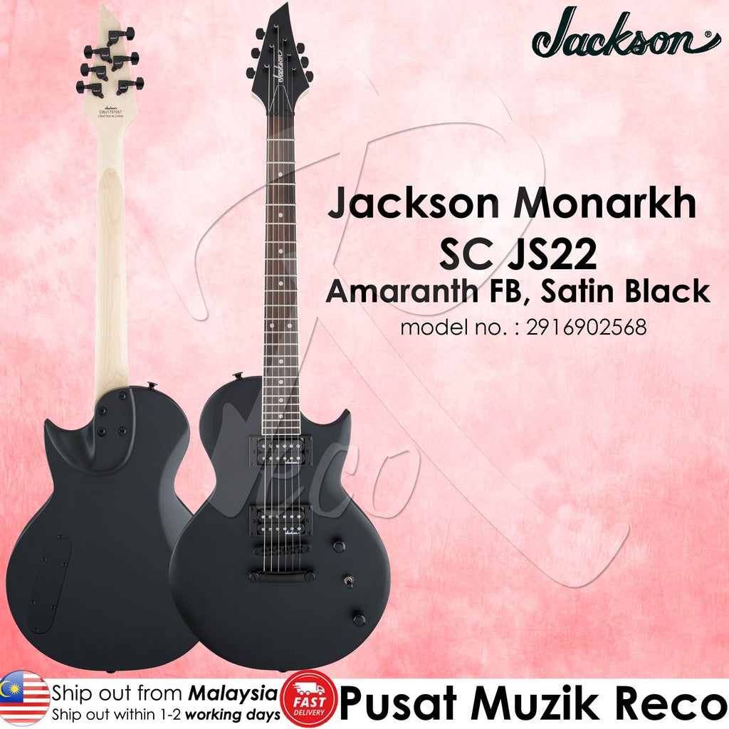 Jackson 2916902568 JS Series Monarkh SC JS22 Electric Guitar, Amaranth Fingerboard, Satin Black - Reco Music Malaysia