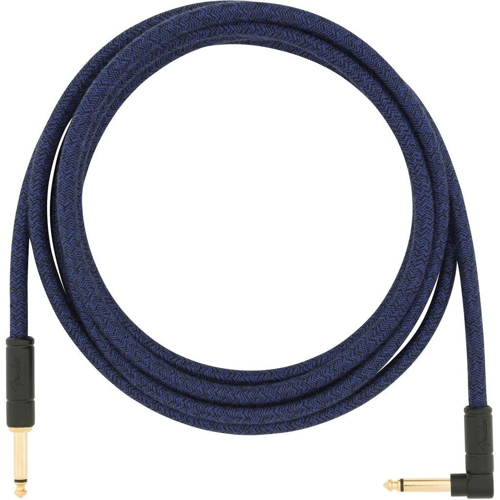 Fender 0990910073 Festival Hemp Braided Woven Angled Instrument Cable, 10ft, Straight-Angle, Blue Dream - Reco Music Malaysia