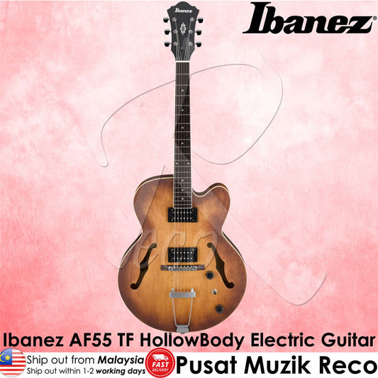 Ibanez Artcore AF55 TF Hollow Body Electric Guitar - Tobacco Flat - Reco Music Malaysia