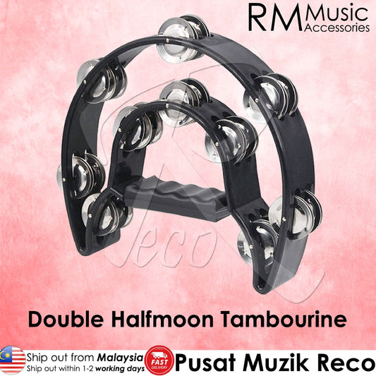 RM RT20 Double Halfmoon Tambourine Percussion BLACK / RED - Reco Music Malaysia