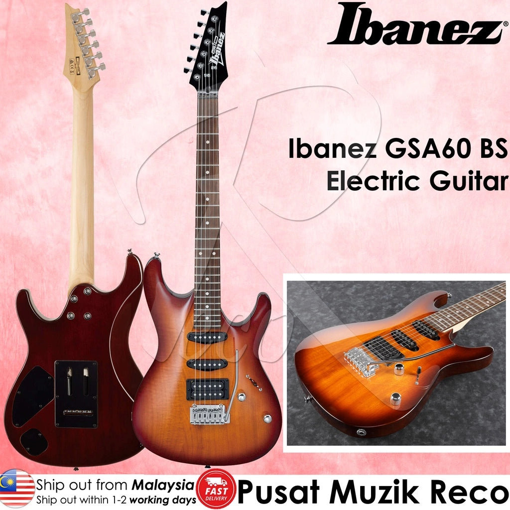 Ibanez GSA60 BS Brown Sunburst Electric Guitar W Tremolo HSS