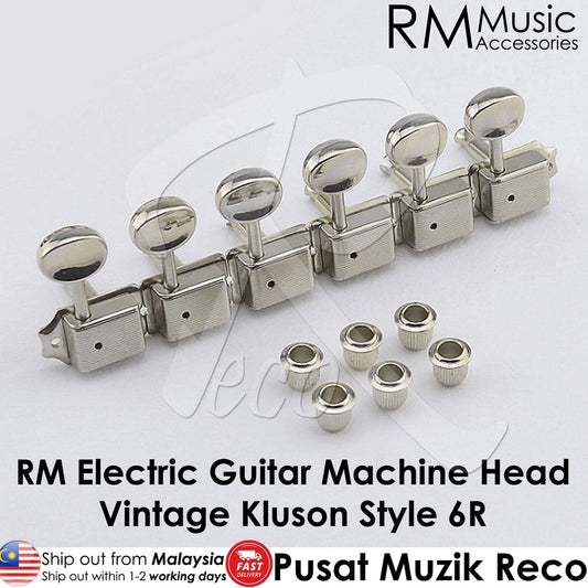 RM GF0965 NI-R6 Chrome Vintage Kluson Style Electric Guitar Machine Head Tuner SET 6R - Reco Music Malaysia