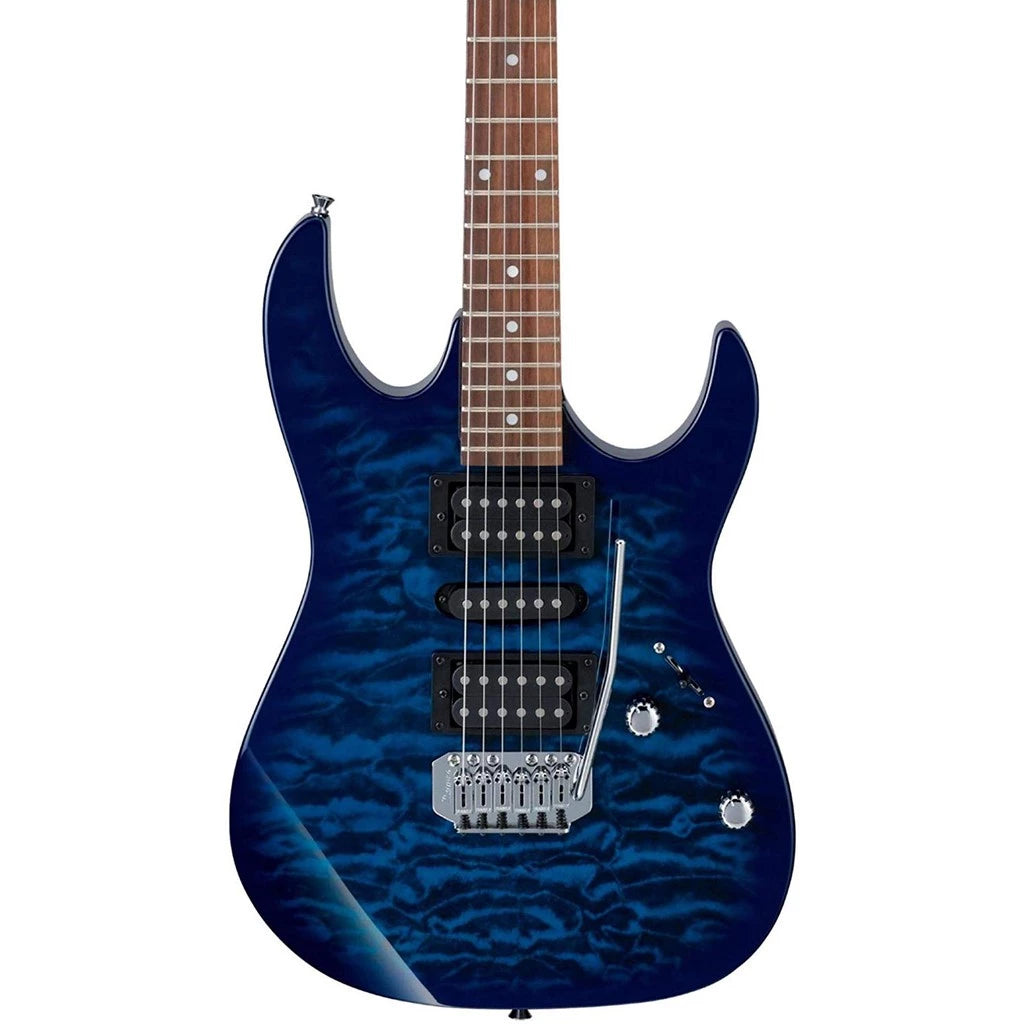 Ibanez GIO GRX70QA TBB Transparent Blue Burst Electric Guitar With Tremolo - Reco Music Malaysia