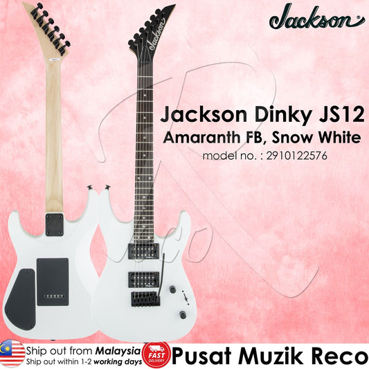 Jackson JS12 JS Series Dinky 24 Frets Electric Guitar with Tremolo Amaranth Fingerboard Snow White - Reco Music Malaysia