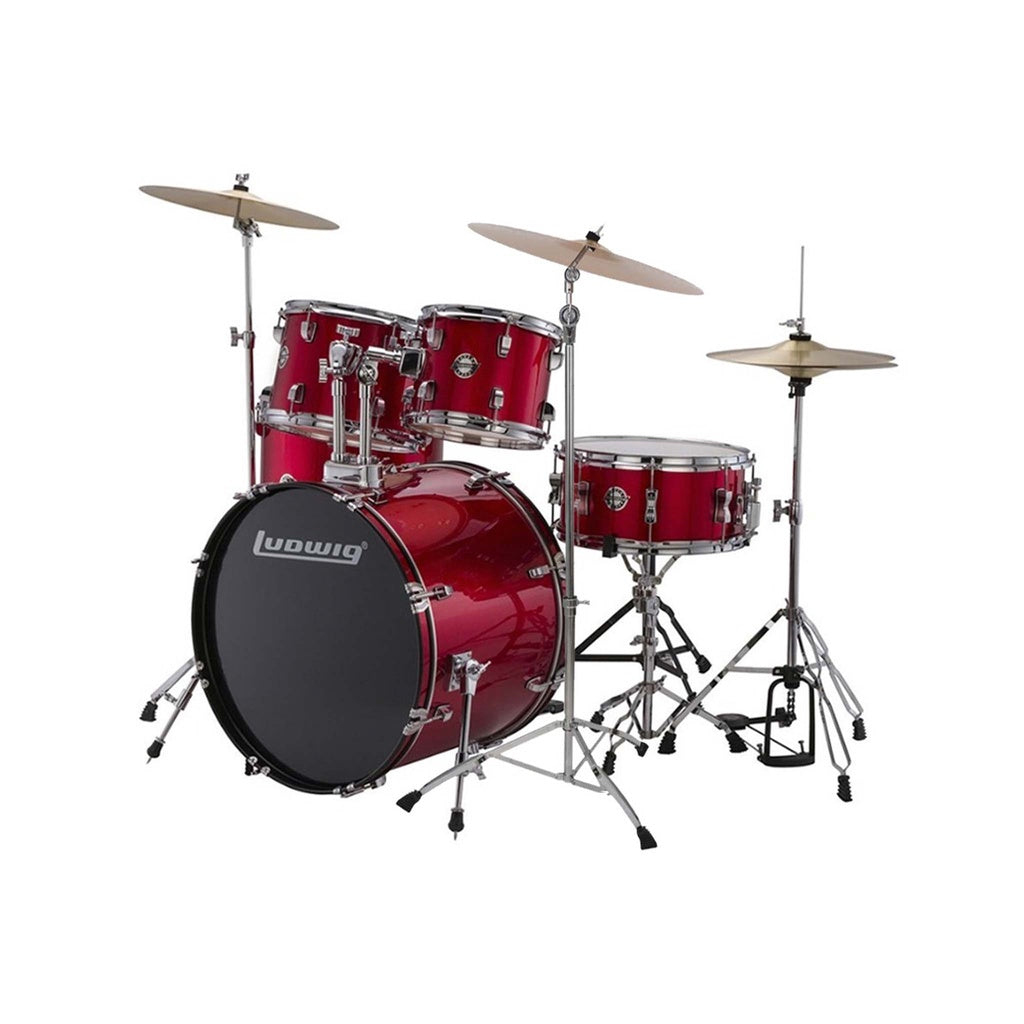 Ludwig LC16514DIR Red Foil Accent Drive 5 Piece Drum Set With 3 Cymbals - Reco Music Malaysia