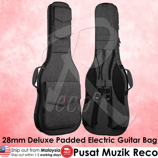 RM REB300DG 28mm Deluxe Thick Padded Electric Guitar Bag, Dark Grey - Reco Music Malaysia