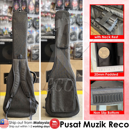 RM RBB200-JC-B1818 20mm Premium Thick Padded Electric Bass Guitar Bag - Reco Music Malaysia