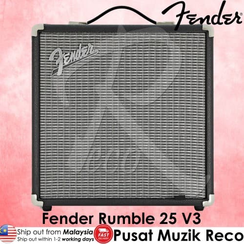 *Fender Rumble 25 V3 Bass Combo Amplifier, 230V UK - Reco Music Malaysia