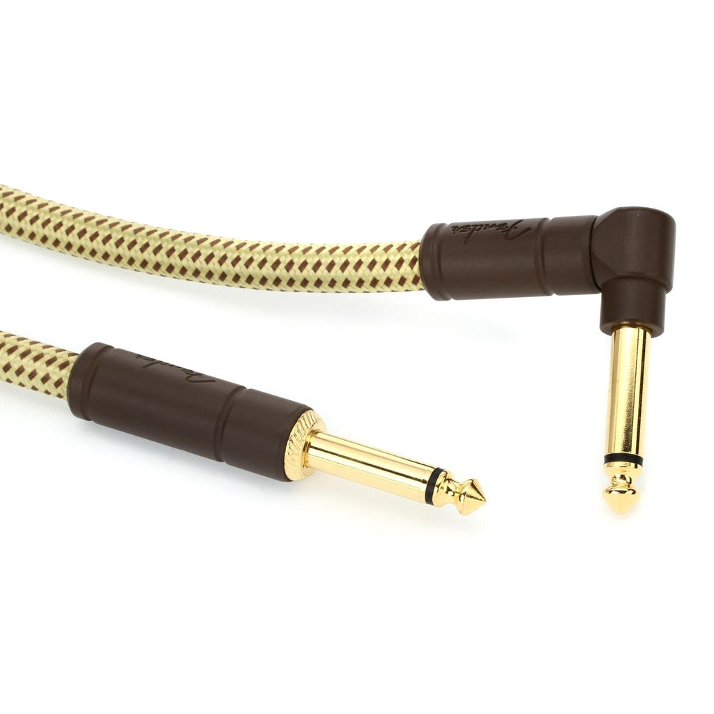 Fender 0990820082 Deluxe Series Angled Instrument Cable, 18.6ft, Tweed - Reco Music Malaysia
