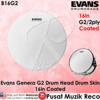 *Evans B16G2 G2 Coated Tom Drum Head, 16 Inch - Reco Music Malaysia