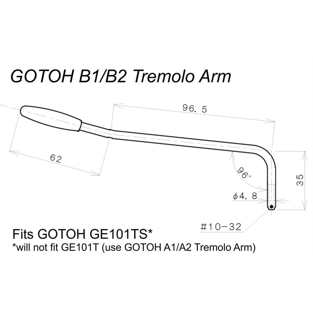 Gotoh B-2C American Fender Style Tremolo Arm with 10-32 Thread (Silver) - Reco Music Malaysia