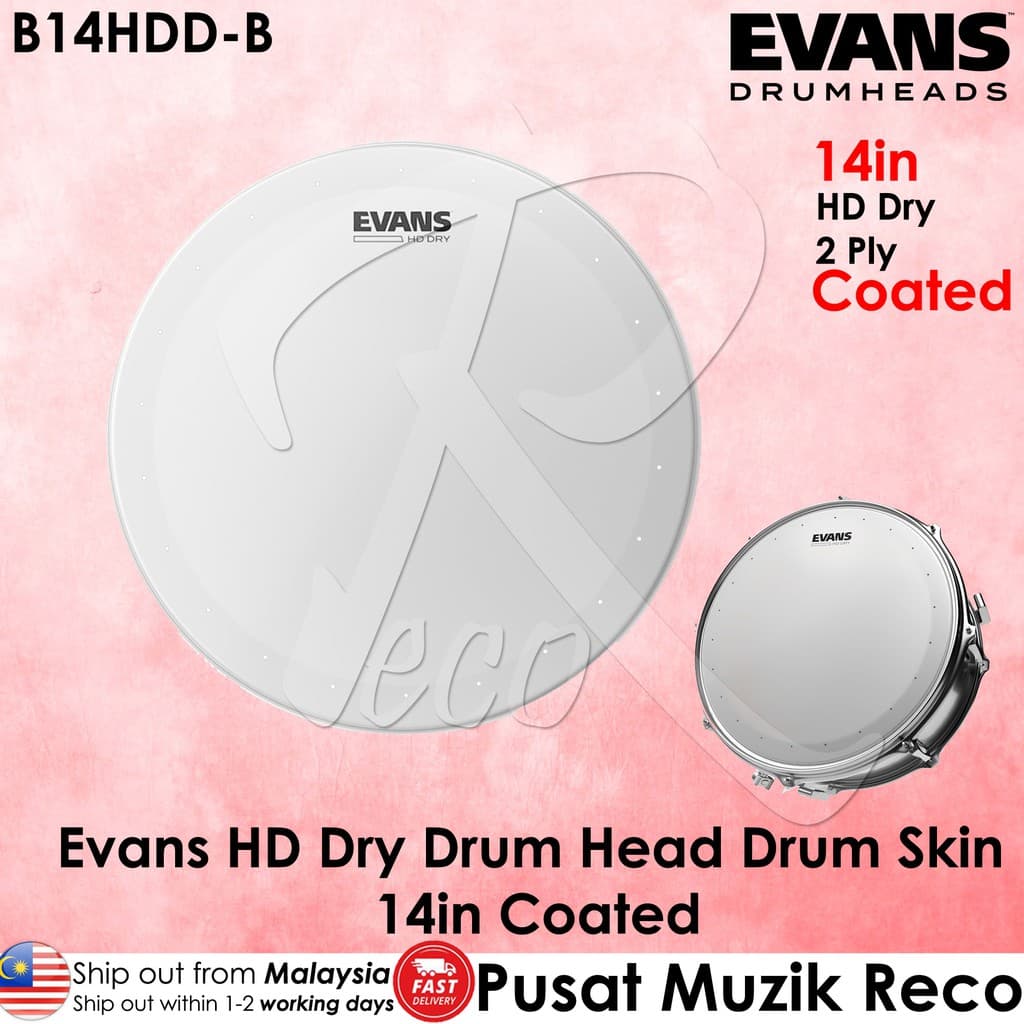 Evans Genera HD Dry 14" Coated Snare Drum Head – B14HDD, Made In USA