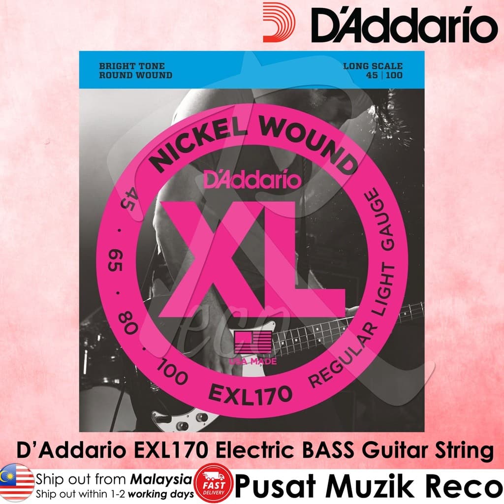 *D'Addario EXL170 Nickel Wound 4 String Electric Bass Guitar Strings - Reco Music Malaysia