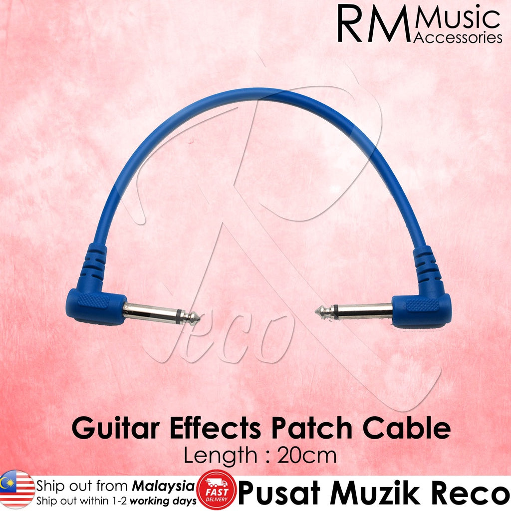RM 6 Inch Colorful Patch Cable Right Angle L Mono Plug For Electric Guitar Effect Pedal - Reco Music Malaysia
