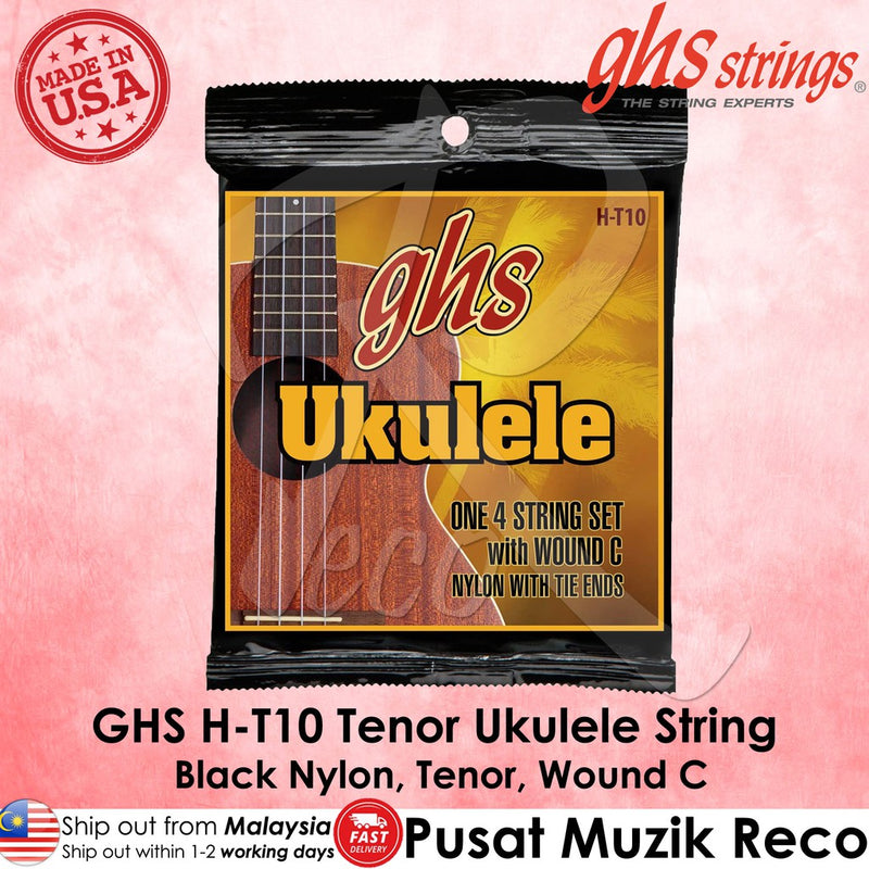 GHS H-T10 Tenor Ukulele String SET Black Nylon with Wound C - Reco Music Malaysia