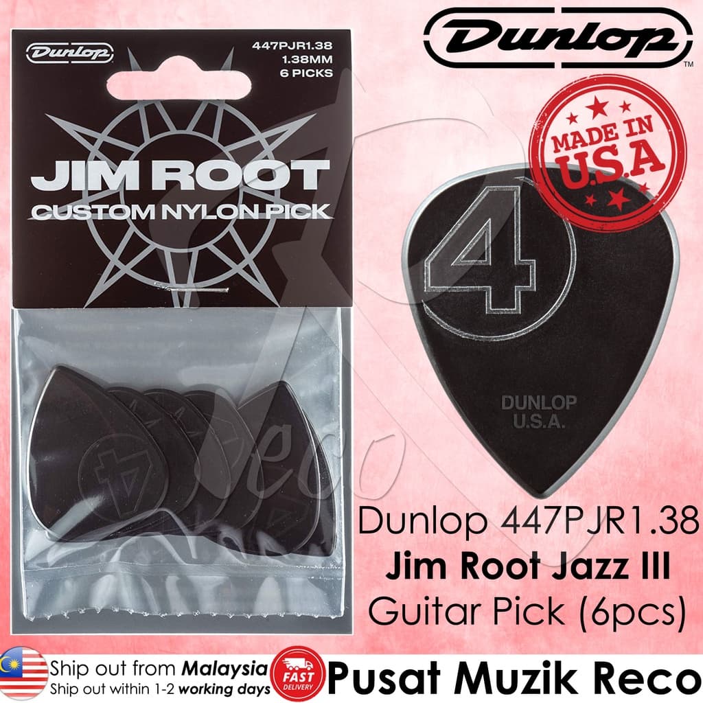*Jim Dunlop 447PJR138 Jim Root Nylon Jazz III Guitar Picks - Reco Music Malaysia