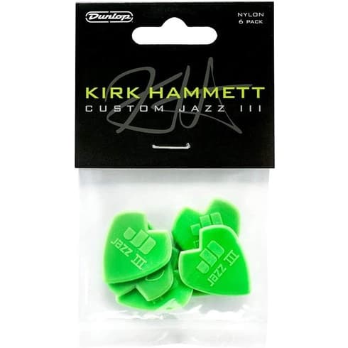 *Jim Dunlop 47PKH3N Kirk Hammett Green Jazz III Picks, 6-Pack - Reco Music Malaysia