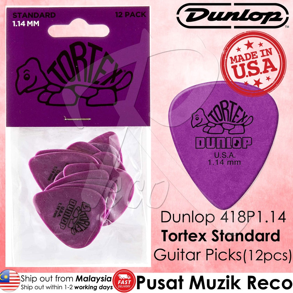 Jim Dunlop 418P1.14 Tortex Standard 1.14mm Purple Guitar Pick Pack ...