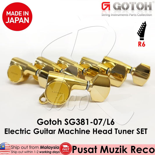*Gotoh SG381-07-GD L6 6 In-line Guitar Tuners, Gold - Reco Music Malaysia