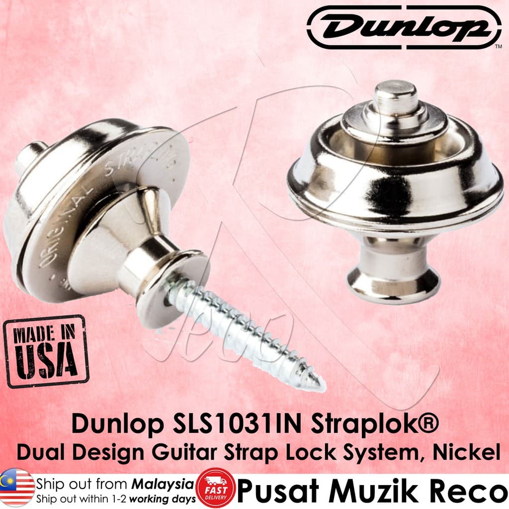 *Jim Dunlop SLS1031N Straplok Dual Design Strap Retainer System, Nickel - Reco Music Malaysia