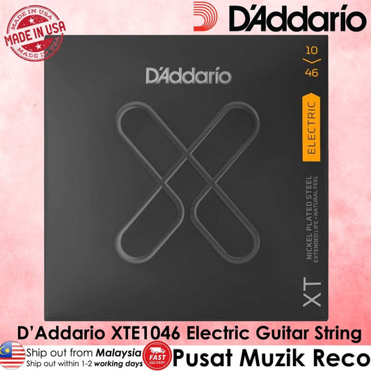 *D'Addario XTE1046 XT Nickel Coated Electric Guitar String 10-46 - Reco Music Malaysia