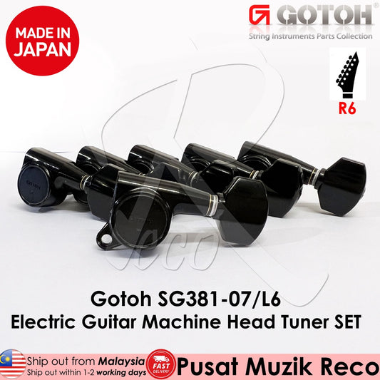 Gotoh SG381-07 BK Electric Guitar Machine Head SET Tuners 6 in Line BLACK - Reco Music Malaysia