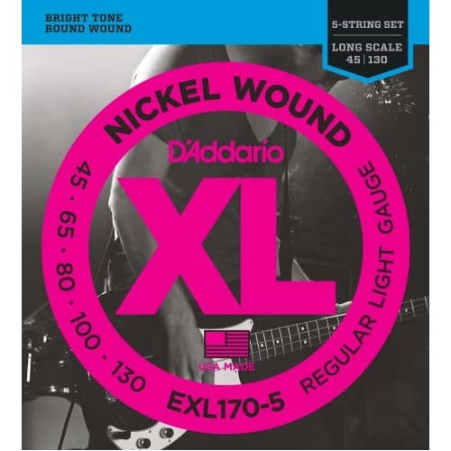 *D'Addario EXL170-5 Nickel Wound 5-string Bass Guitar Strings - Reco Music Malaysia
