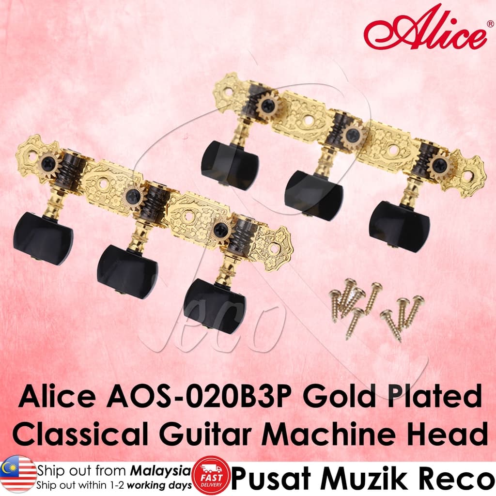 *Alice AOS-020B3P Gold-Plated Classical Machine Head SET (3+3) - Reco Music Malaysia