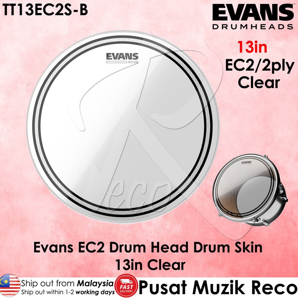 *Evans TT13EC2S EC2 13-inch Clear Tom Drum Head - Reco Music Malaysia