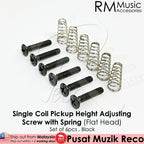 【6pcs】 RM Electric Guitar Single Coil Pickups Height Adjusting Screws with Spring (Black / Chrome / Gold) - Reco Music Malaysia