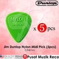 5 x Jim Dunlop Nylon Midi Guitar Pick 0.94mm Green - Reco Music Malaysia