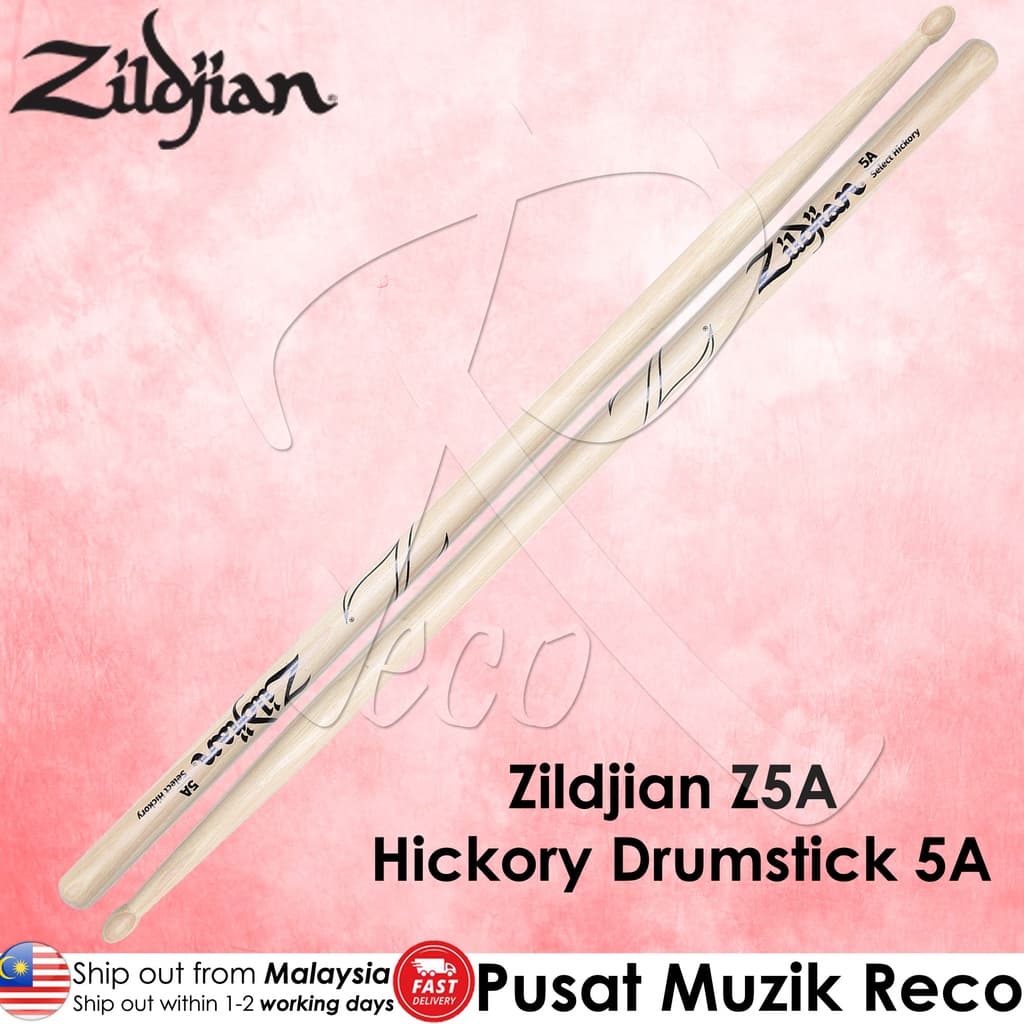 *Zildjian Z5A Wood Tip Hickory Drumsticks 5A - Reco Music Malaysia