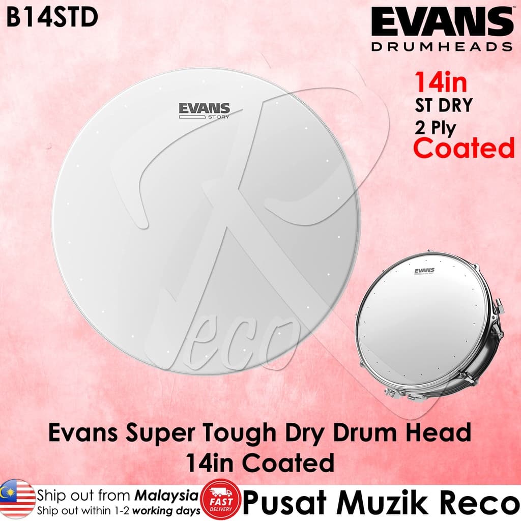 *Evans B14STD ST Dry COATED Snare Drum Head - Reco Music Malaysia