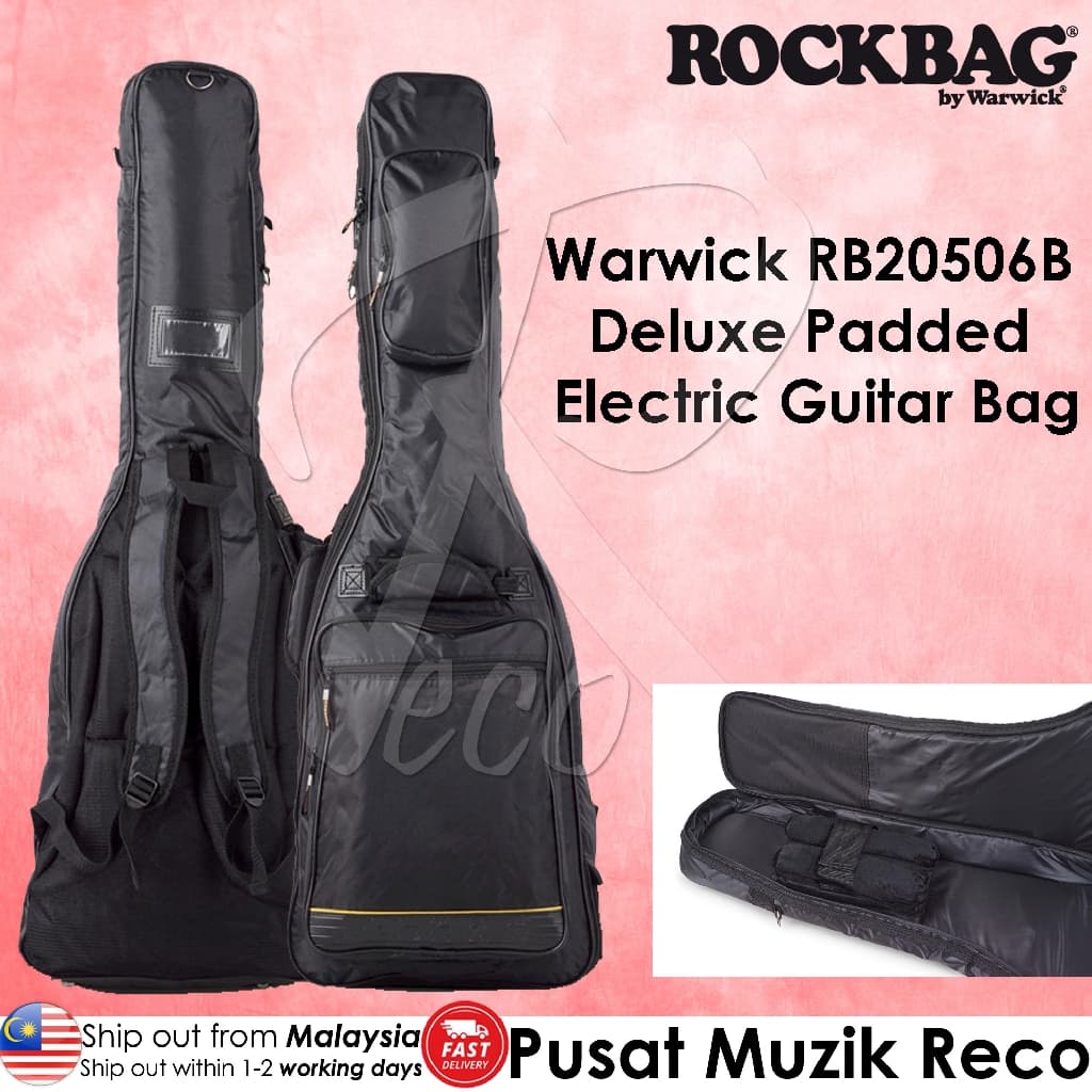 *Warwick RB20506B Deluxe Line Padded Electric Guitar Bag, Black - Reci Music Malaysia