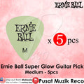 *Ernie Ball P09225 MEDIUM Super Glow Cellulose Guitar Picks, Pack Of 5 - Reco Music Malaysia