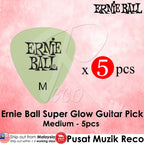 *Ernie Ball P09225 MEDIUM Super Glow Cellulose Guitar Picks, Pack Of 5 - Reco Music Malaysia