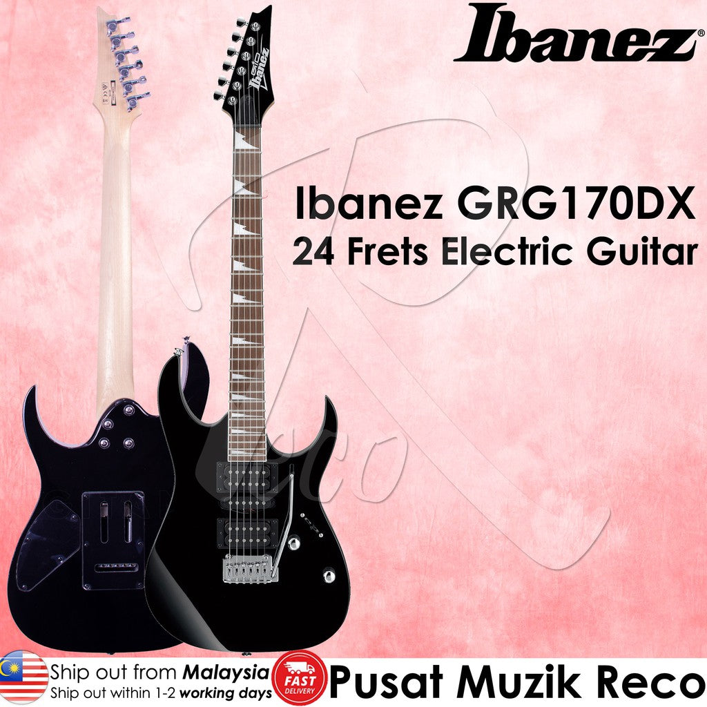 Ibanez GIO GRG170DX BKN Solid Body 24 Frets Electric Guitar, Black Night - Reco Music Malaysia
