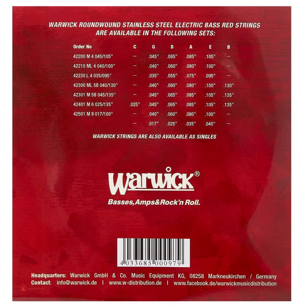 *Warwick Red Label 42301 5 String Electric Bass Guitar Strings - Reco Music Malaysia