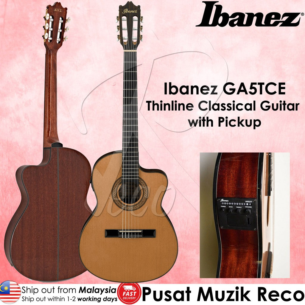 Ibanez GA5TCE Thinline Classical Acoustic-Electric Concert Guitar,  Amber High Gloss (GA5TCE-AM) - Reco Music Malaysia