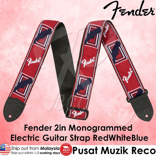*Fender 0990682000 2" Monogrammed Strap - Red/White/Blue - Reco Music Malaysia